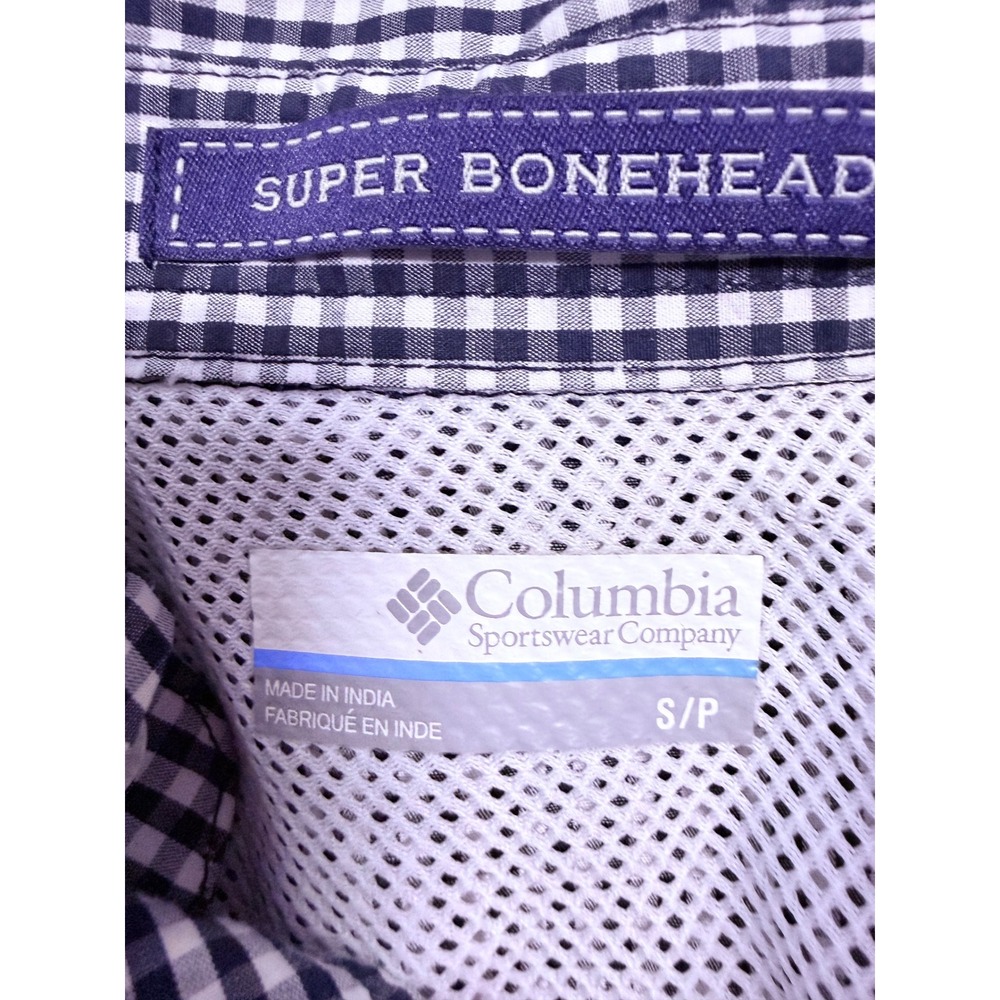 Columbia PFG Super Bonehead Shirt Mens Small Auburn Tigers Gingham Fishing Blue - Picture 10 of 14